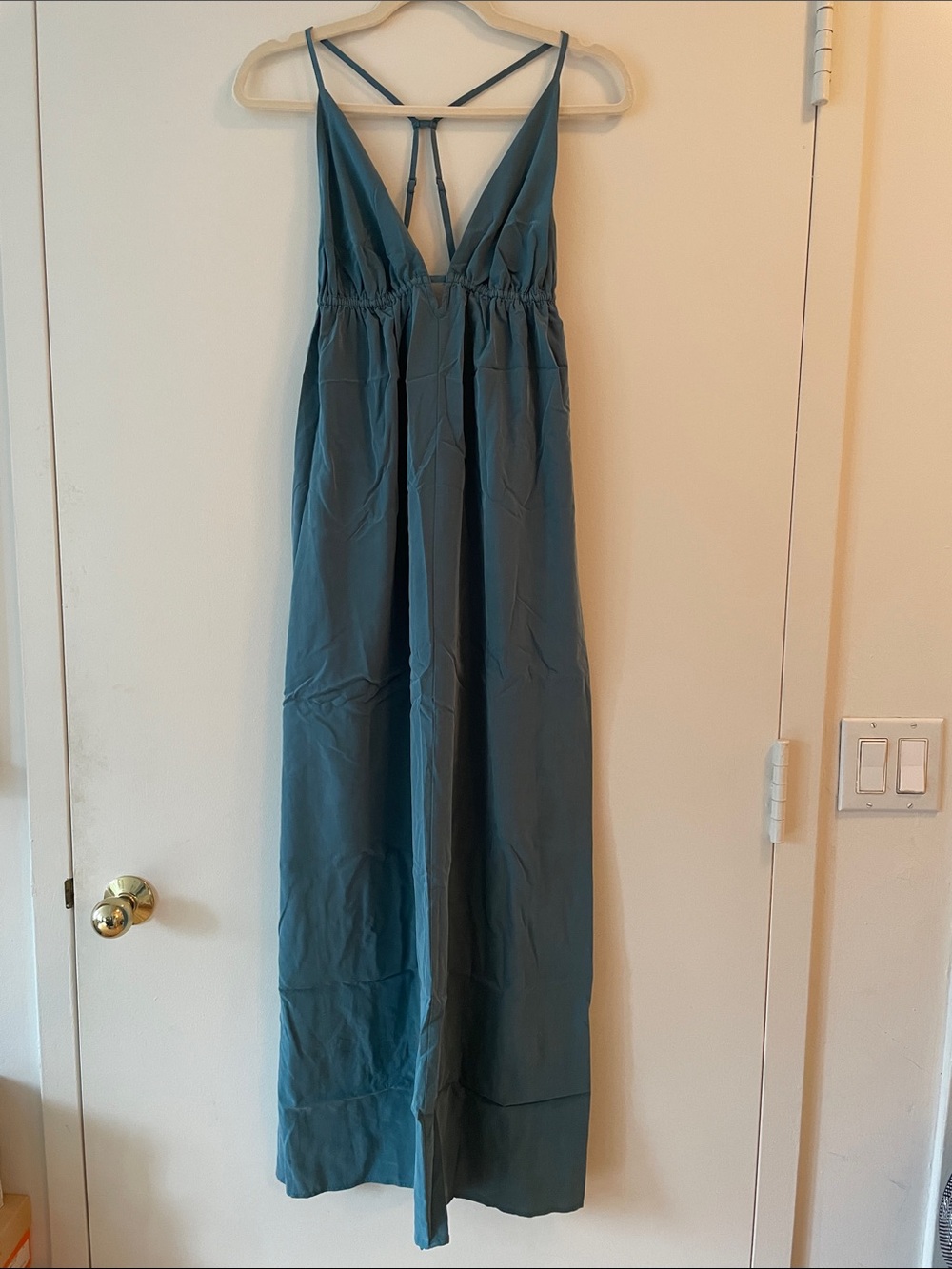 silence + noise Teal Maxi Dress with Crisscross Straps
